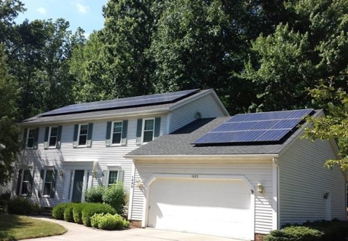 Sunny day with solar panels